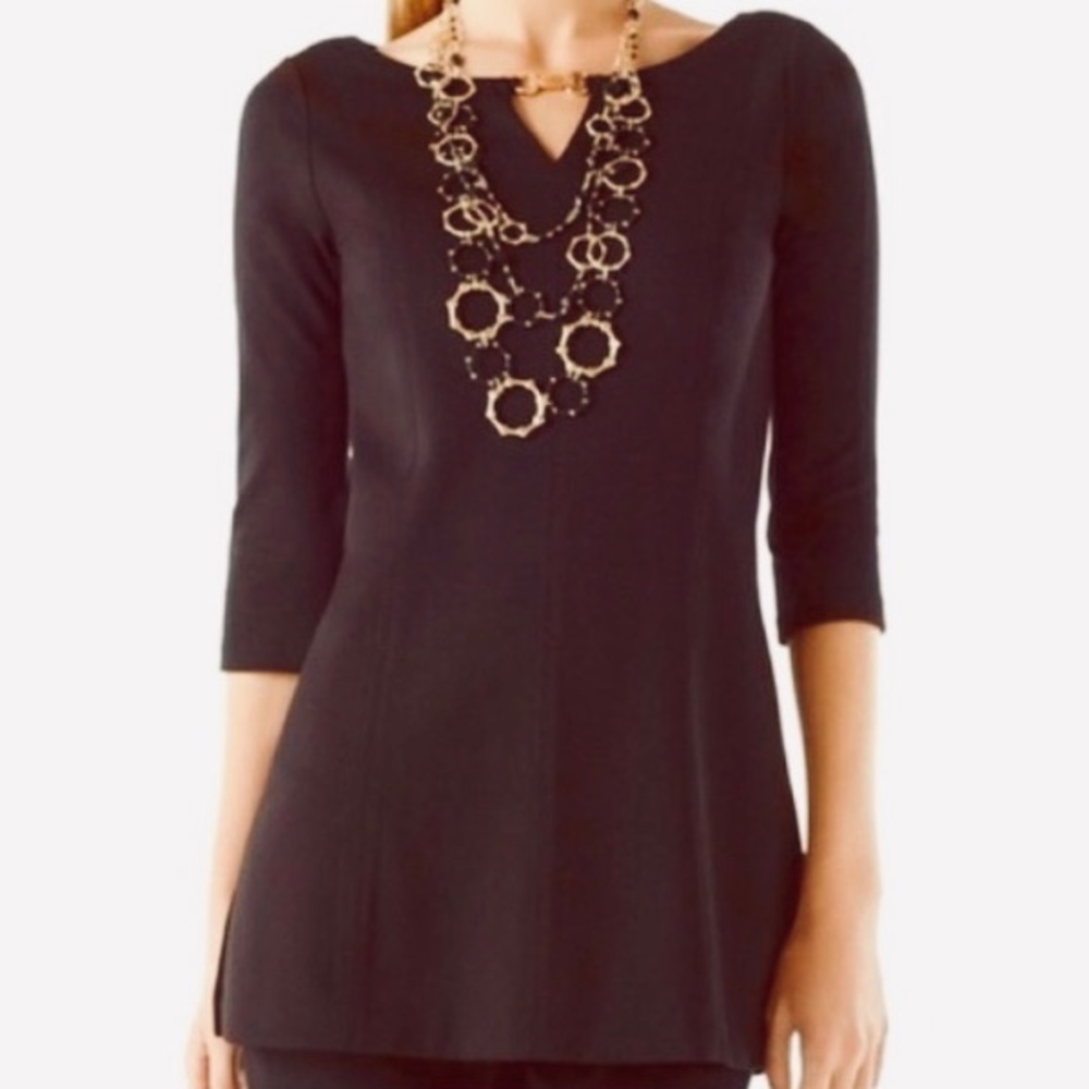 WHBM 3/4 Sleeve Black Tunic Sz S